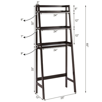 3-Shelf Over-The-Toilet Storage Organizer Rack-Brown