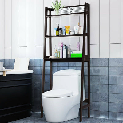 3-Shelf Over-The-Toilet Storage Organizer Rack-Brown