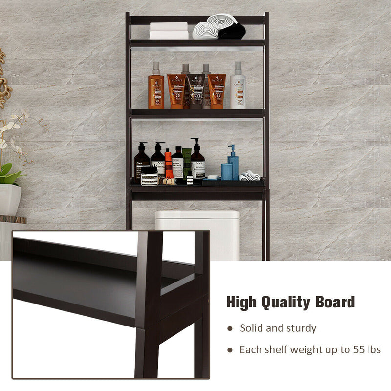 3-Shelf Over-The-Toilet Storage Organizer Rack-Brown