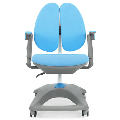 Kids Adjustable Height Depth Study Desk Chair with Sit-Brake Casters-Blue