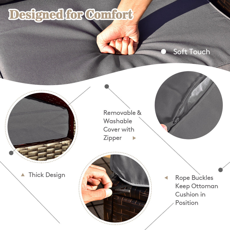 8 Pieces Patio Space-Saving Rattan Furniture Set with Storage Box and Waterproof Cover-Gray