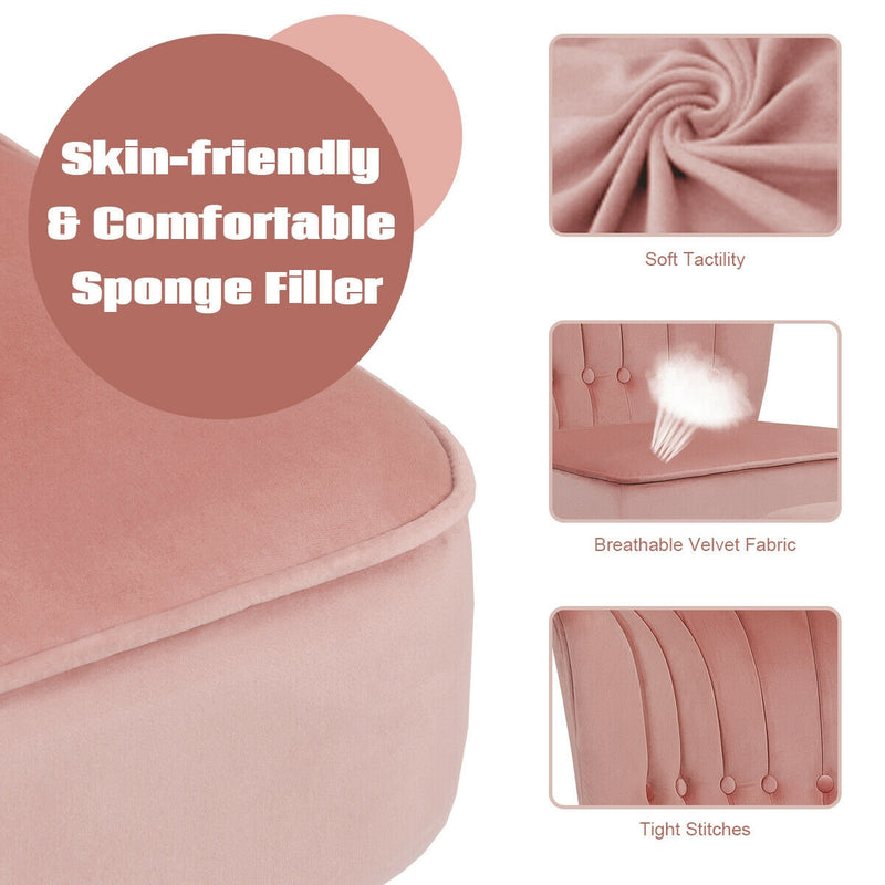 Leisure Chair and Ottoman Thick Padded Tufted Sofa Set-Pink