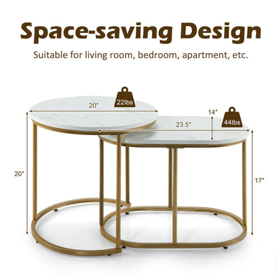 Modern Nesting Coffee Table Set of 2-White