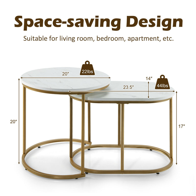 Modern Nesting Coffee Table Set of 2-White