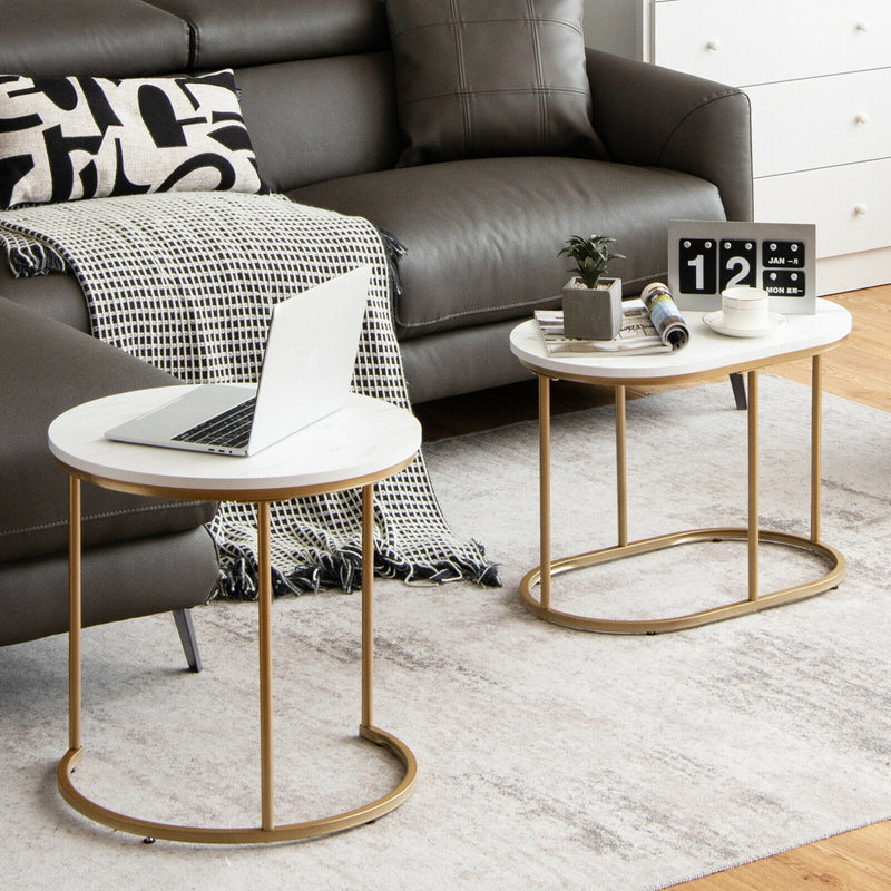 Modern Nesting Coffee Table Set of 2-White