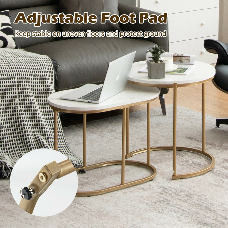 Modern Nesting Coffee Table Set of 2-White