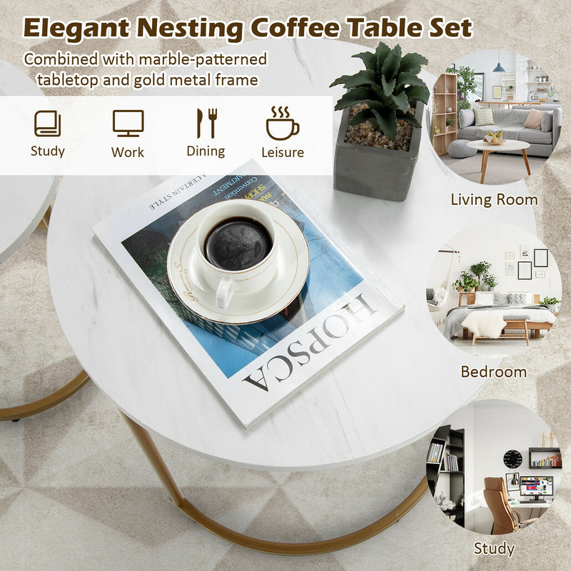 Modern Nesting Coffee Table Set of 2-White