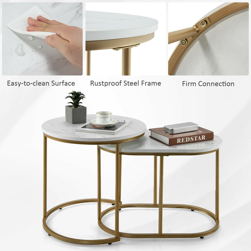 Modern Nesting Coffee Table Set of 2-White