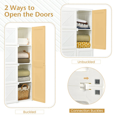 Foldable Armoire Wardrobe Closet with 8 Cubby Storage