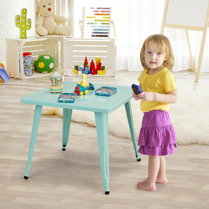 27-Inch Kids Square Steel Table Play Learn Activity Table-Blue