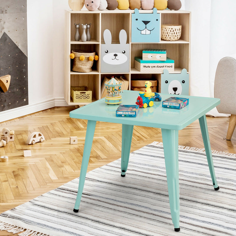 27-Inch Kids Square Steel Table Play Learn Activity Table-Blue