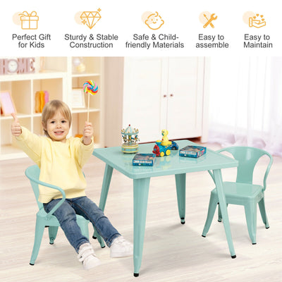 27-Inch Kids Square Steel Table Play Learn Activity Table-Blue