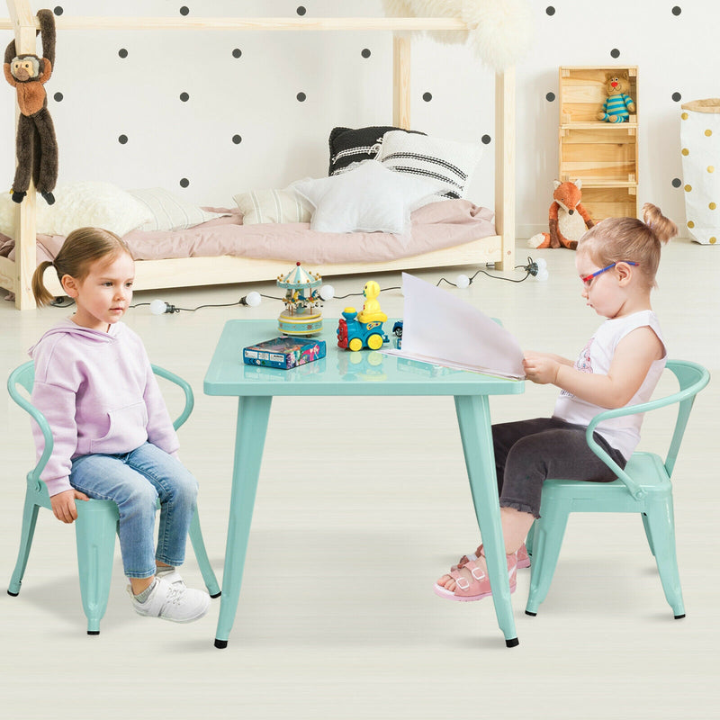 27-Inch Kids Square Steel Table Play Learn Activity Table-Blue