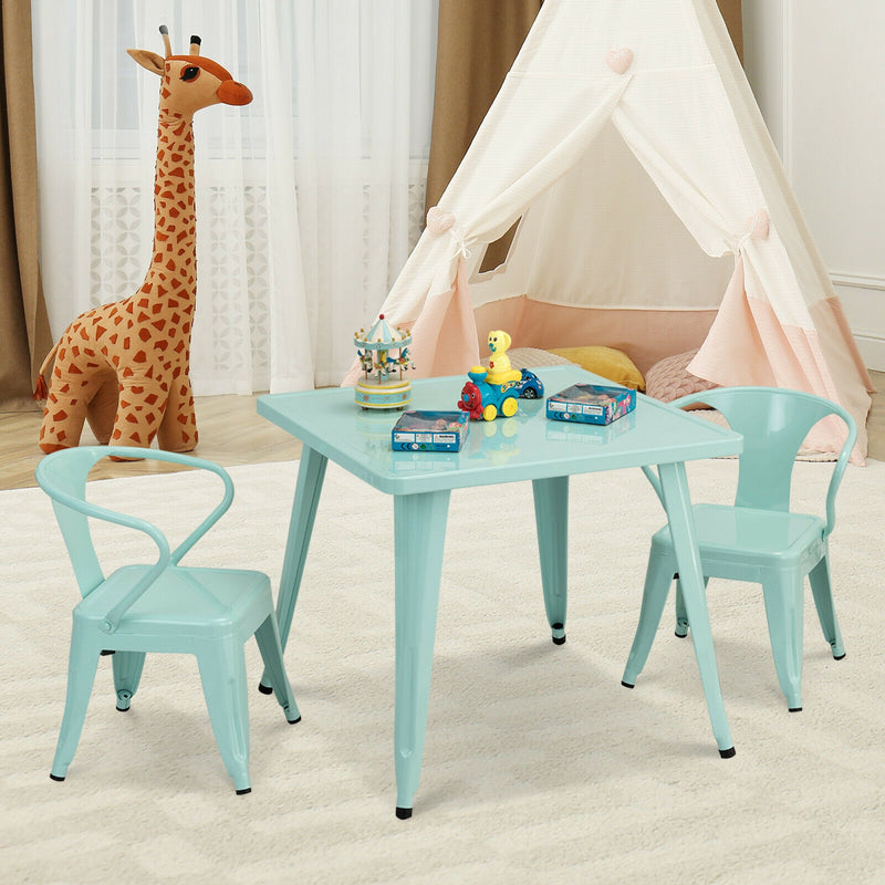 27-Inch Kids Square Steel Table Play Learn Activity Table-Blue