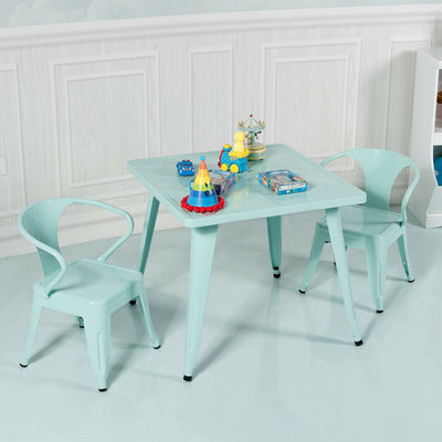 27-Inch Kids Square Steel Table Play Learn Activity Table-Blue