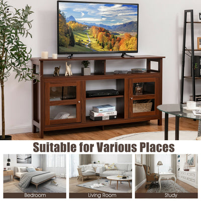 58 Inch TV Stand Entertainment Console Center with 2 Cabinets-Brown