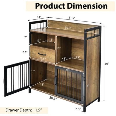 Buffet Server Sideboard Kitchen Storage Cabinet with Drawer and Steel Doors-Rustic Brown