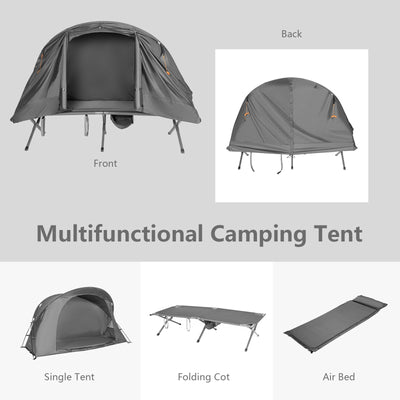 Cot Elevated Compact Tent Set with External Cover-Gray