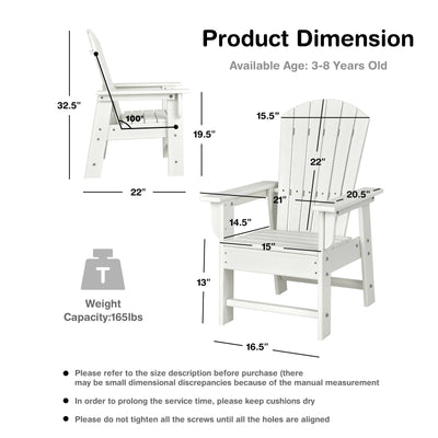 *Patio Kids' Adirondack Chair with Ergonomic Backrest - White