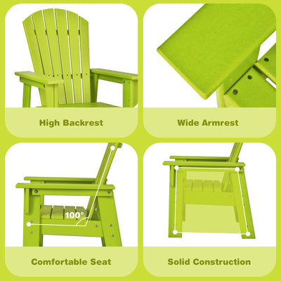 *Patio Kids' Adirondack Chair with Ergonomic Backrest - Green