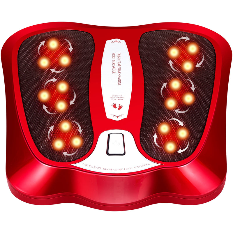 Shiatsu Heated Electric Kneading Foot and Back Massager-Red