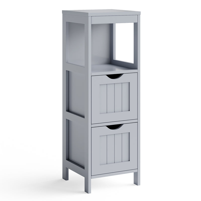 Bathroom Floor Storage Cabinet with 2 Drawers for Small Space-Gray
