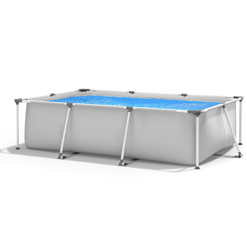 Above Ground Swimming Pool with Pool Cover-Gray