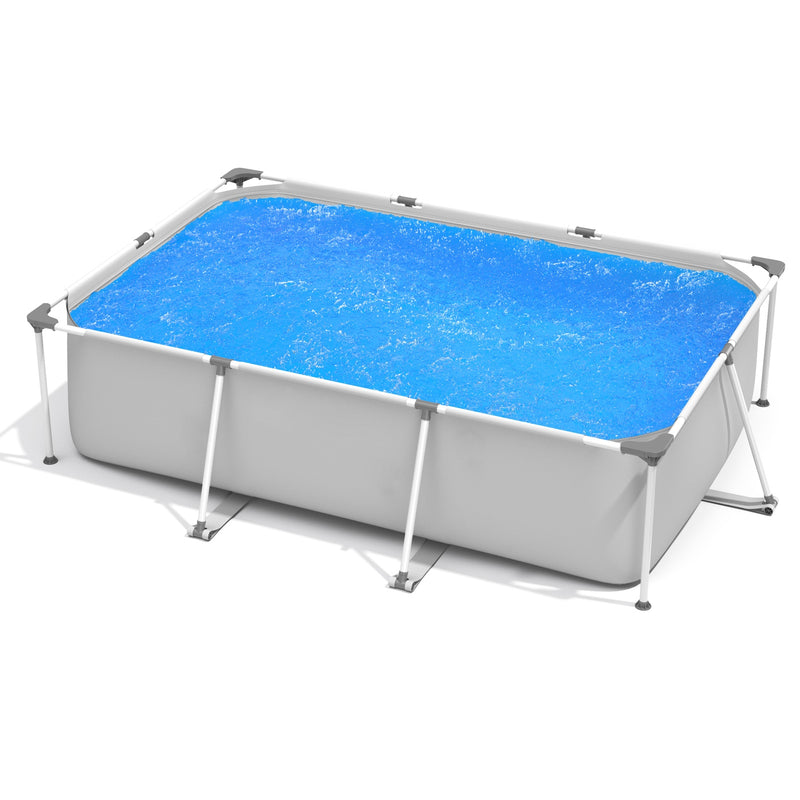 Above Ground Swimming Pool with Pool Cover-Gray