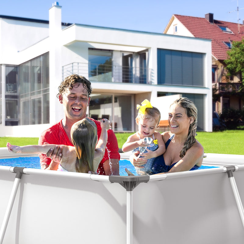 Above Ground Swimming Pool with Pool Cover-Gray