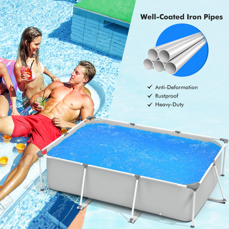 Above Ground Swimming Pool with Pool Cover-Gray