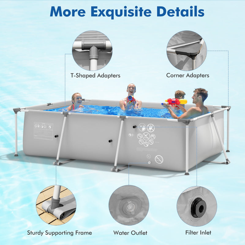 Above Ground Swimming Pool with Pool Cover-Gray