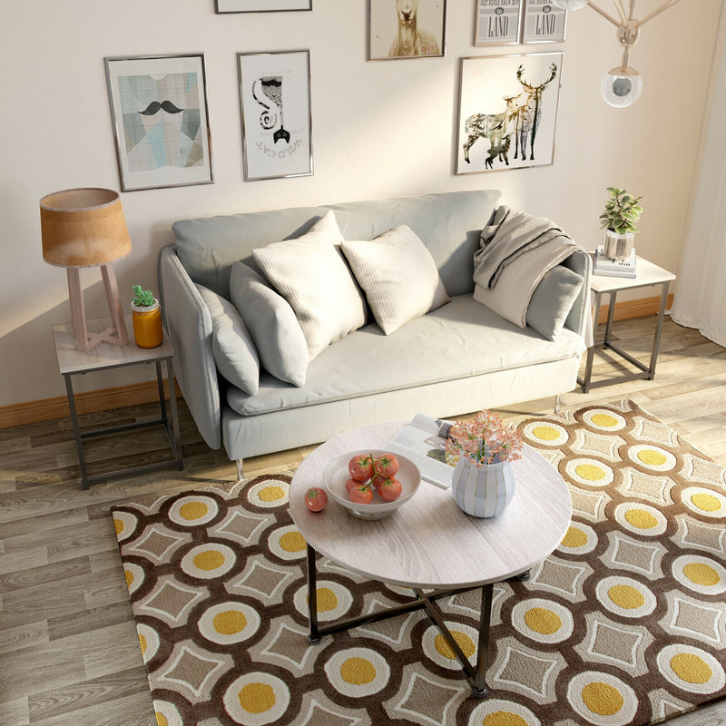 3-Piece Modern Faux Marble Coffee Table Set for Living Room-Natural