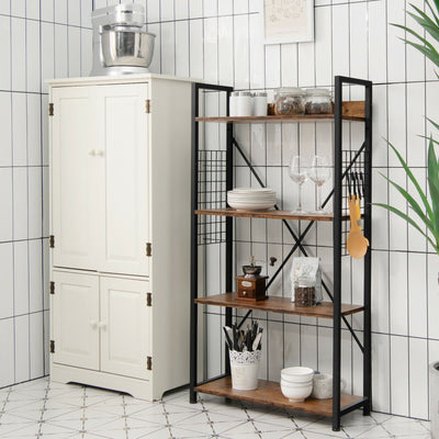 4 -Tier Industrial Open Storage Bookshelf-Rustic Brown