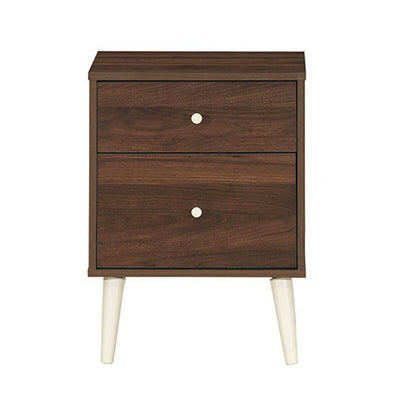 2-Drawer Nightstand Beside End Side Table with Rubber Legs-Brown