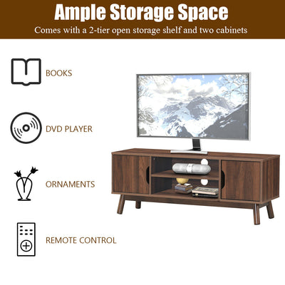 50 Inch Wood Media TV Stand with Storage Shelf-Coffee