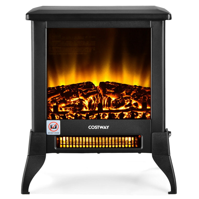 *Compact Portable Space Heater with Realistic Flame Effect - 15Inches