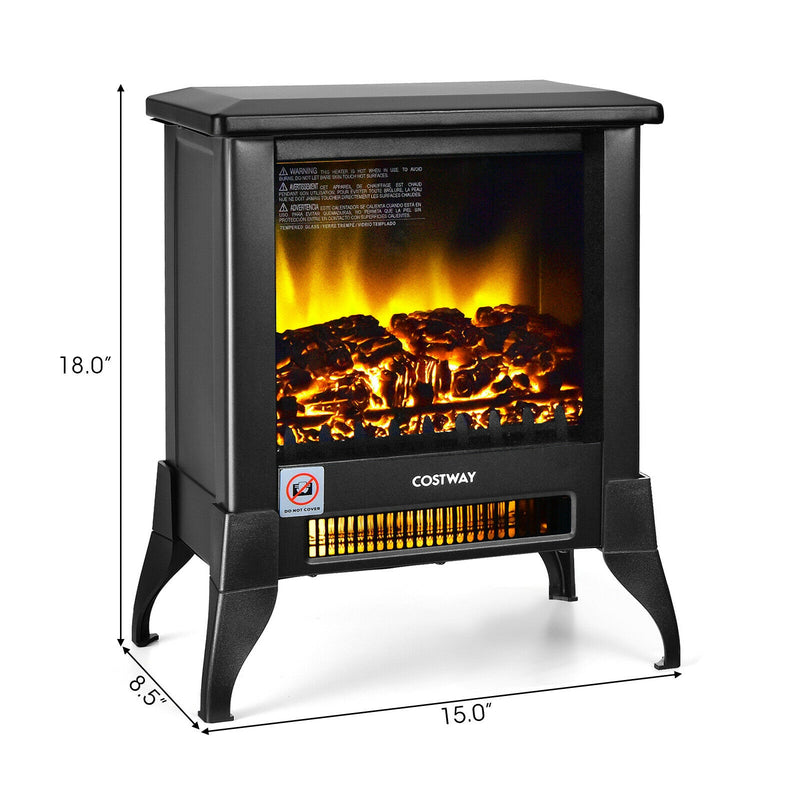 *Compact Portable Space Heater with Realistic Flame Effect - 15Inches