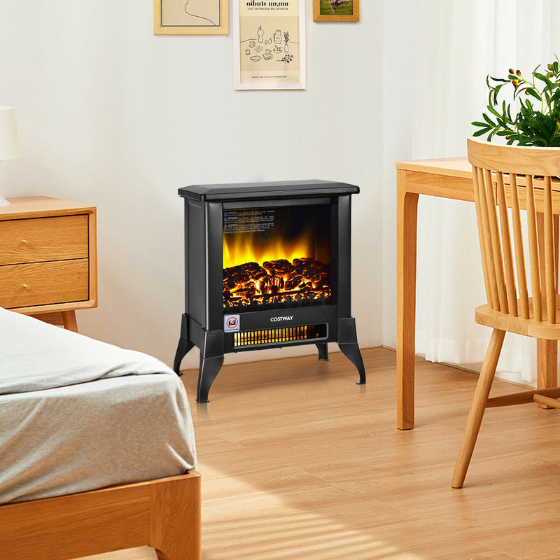 *Compact Portable Space Heater with Realistic Flame Effect - 15Inches