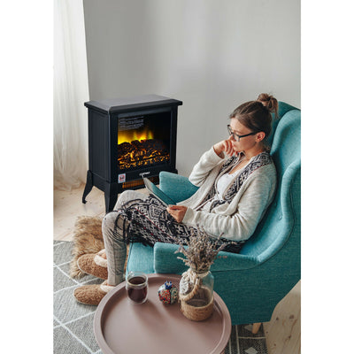 *Compact Portable Space Heater with Realistic Flame Effect - 15Inches