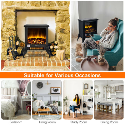 *Compact Portable Space Heater with Realistic Flame Effect - 15Inches