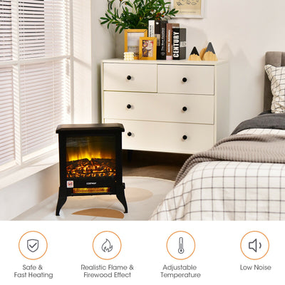 *Compact Portable Space Heater with Realistic Flame Effect - 15Inches