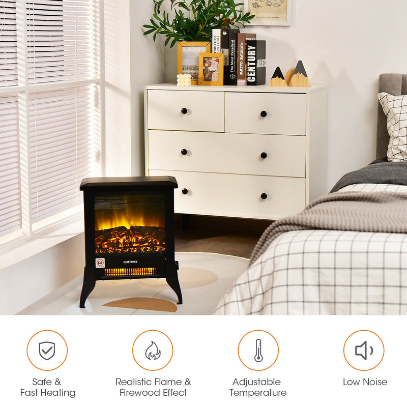*Compact Portable Space Heater with Realistic Flame Effect - 15Inches