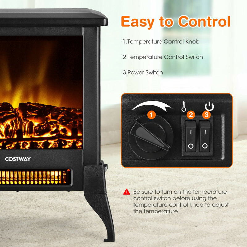 *Compact Portable Space Heater with Realistic Flame Effect - 15Inches