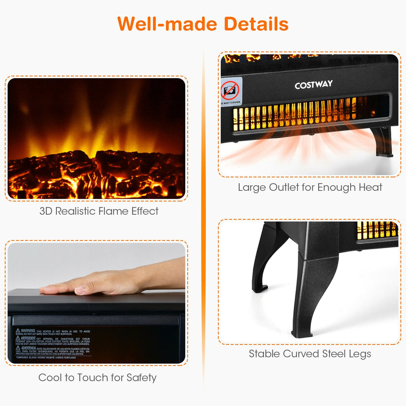 *Compact Portable Space Heater with Realistic Flame Effect - 15Inches