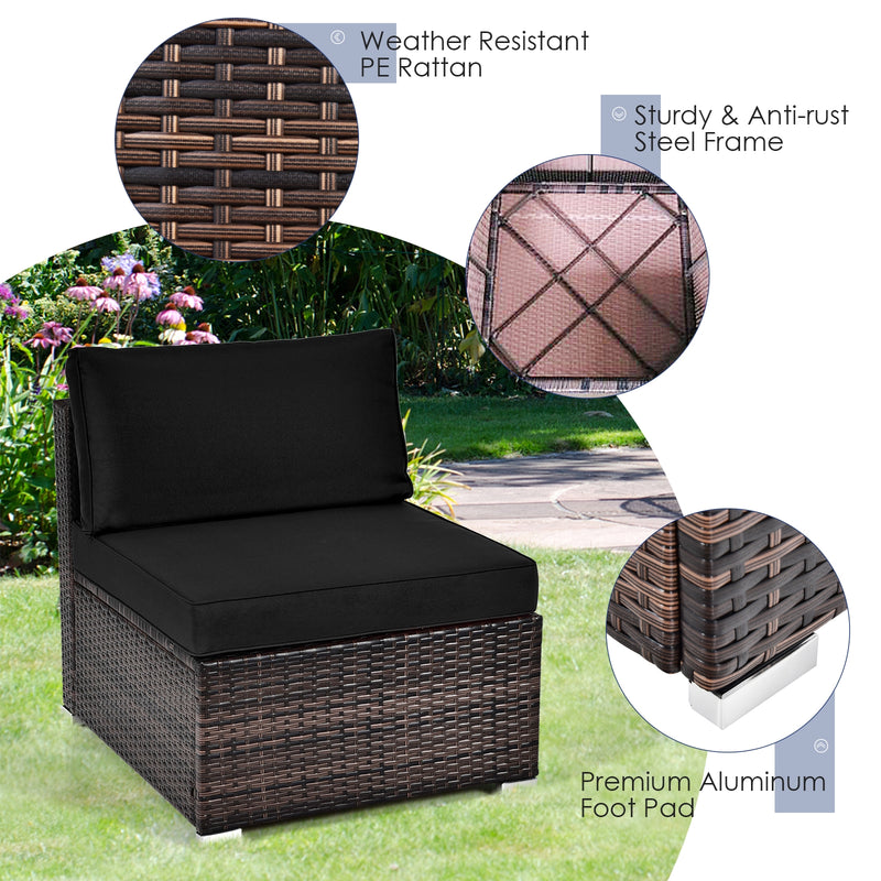 *6 Pieces Patio Rattan Furniture Set with Cushions - Black