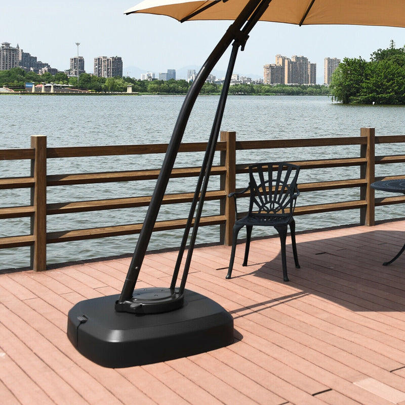 *Patio Cantilever Offset Umbrella Base with Wheels for Garden Poolside Deck