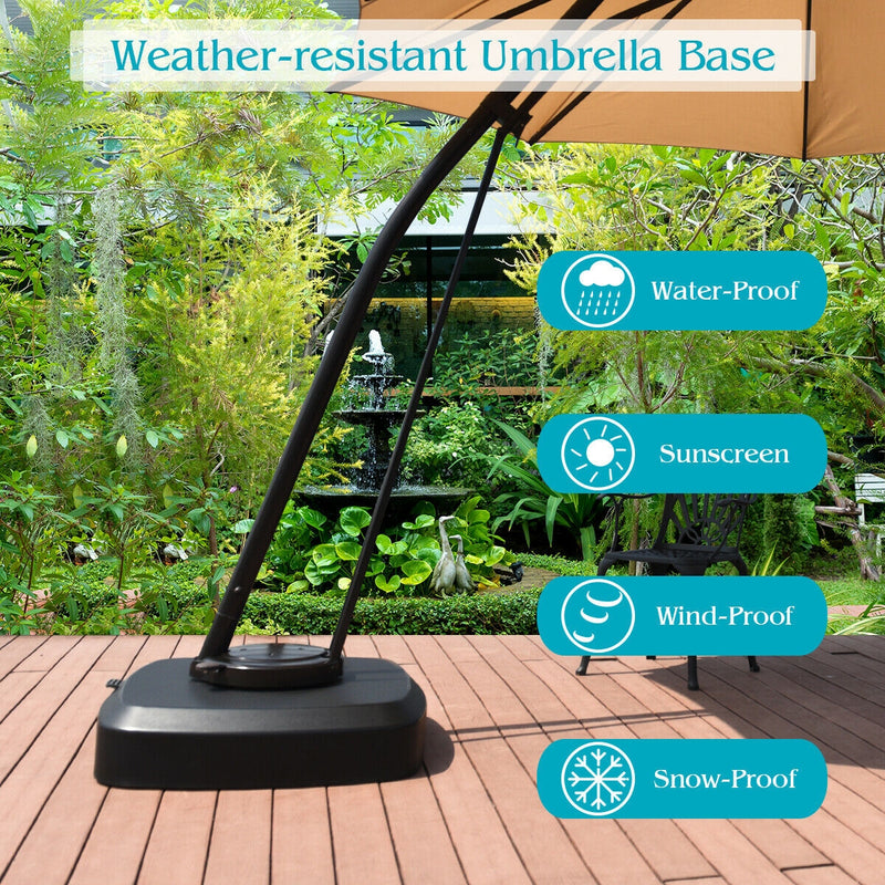 *Patio Cantilever Offset Umbrella Base with Wheels for Garden Poolside Deck