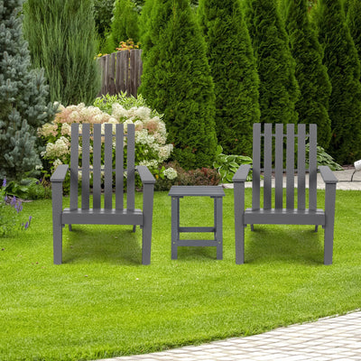15 Inch Patio Square Wooden Slat End Side Coffee Table for Garden-Gray