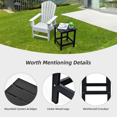 15 Inch Patio Square Wooden Slat End Side Coffee Table for Garden-Black