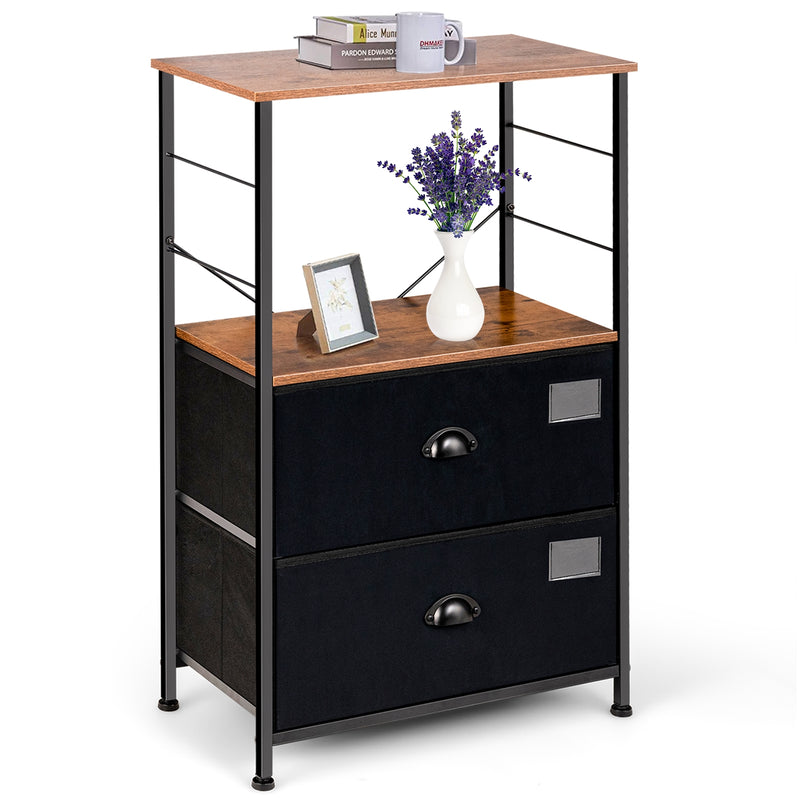 2-Drawer Storage Shelf for Bedroom  Closet  Entryway-Black